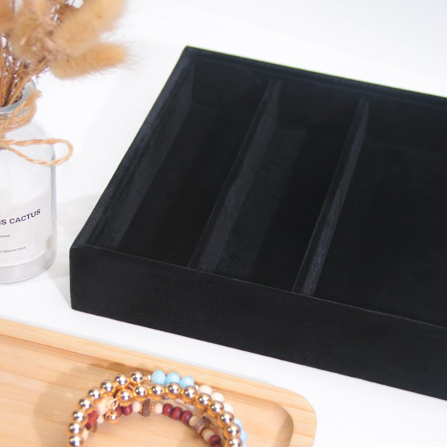 Bedside Organizer - Multi-use Holder for Desk Drawer, Nightstand, Desktop - Catchall Tray for Jewelry, Sunglasses, Phone, Watch, Perfume, Lipstick (Beige 5Grid)