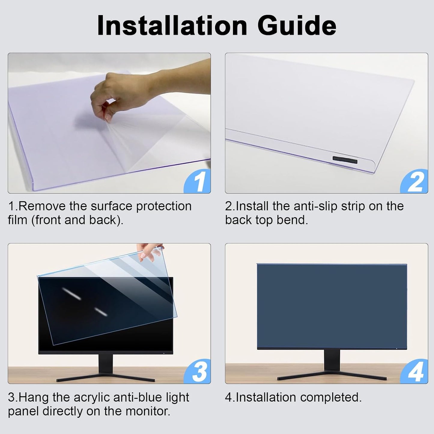 31.5-32 Inch Blue Light Filter for Computer Monitor, TV Computer Screen Blue Light Blocker Panel (28.5''x17.1''), Eye Protection Anti-Scratch HD Not Anti-Glare