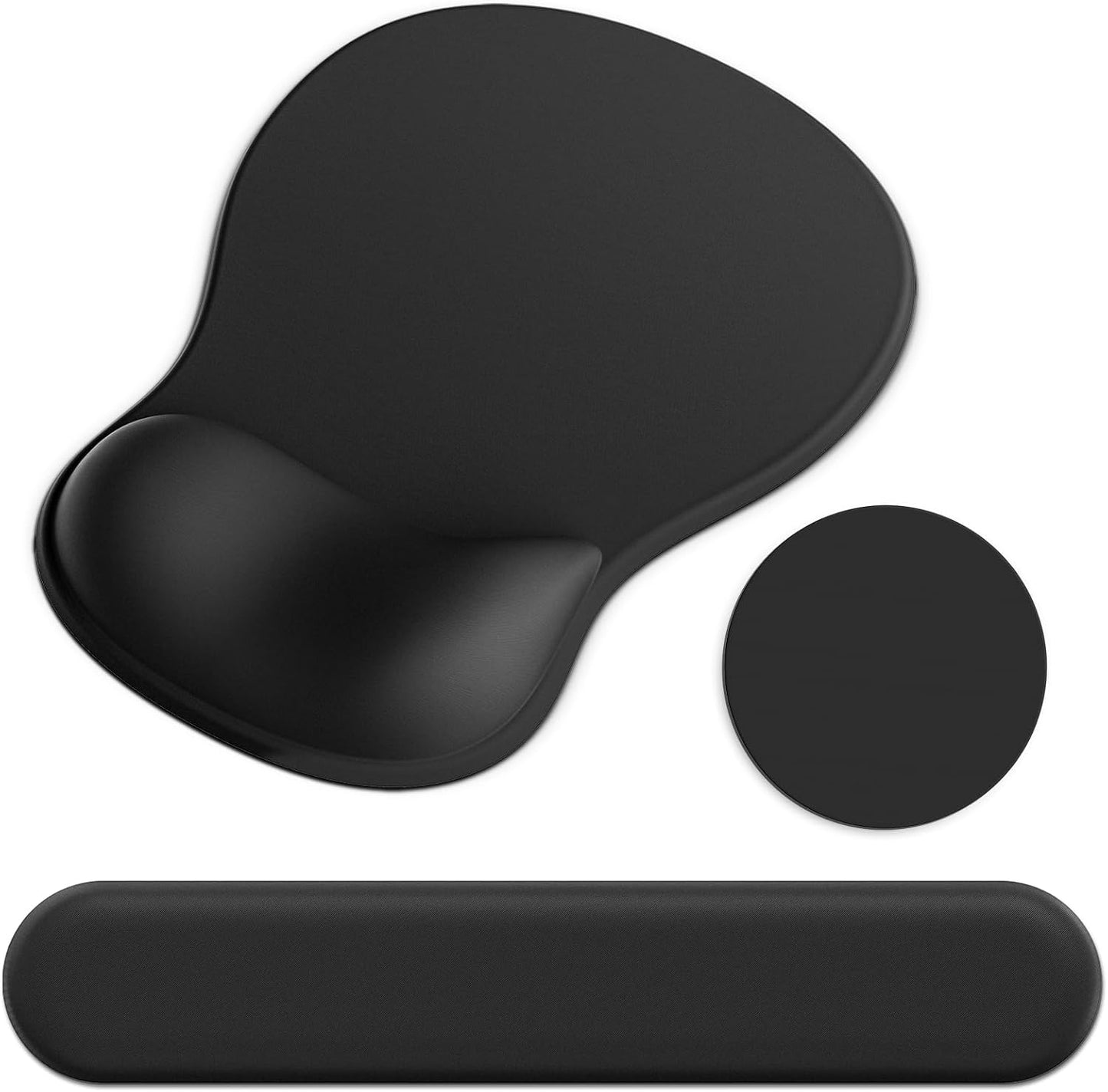 Ergonomic Mouse Pad with Wrist Rest and Keyboard Wrist Rest, Gel Mousepad and Wrist Rest for Computer Keyboard, Pain Relief, Non-Slip PU Base, Mouse Pad with Wrist Support for Gaming, Office, Brown