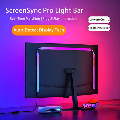 RGB Monitor Backlight with Screen Sync for 32 Inch Screens, Dual USB Powered LED Ambient Lighting Kit, Music Rhythm & Dynamic Modes, Immersive Bias Lighting for Home Office Gaming (4 Sides - 32 inch)