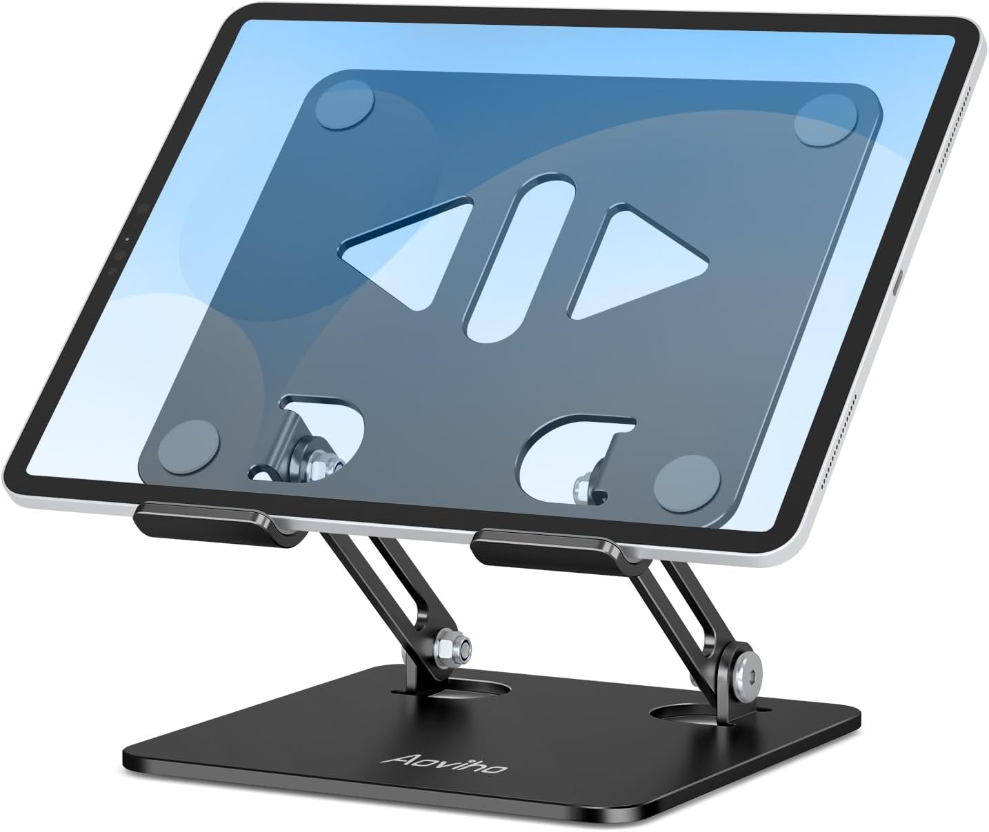 Aoviho Tablet Stand Holder for Desk, Adjustable Aluminum Desk Accessories, Stable Desktop Stand for Office Home,Compatible with iPad Pro Air Mini, Samsung Tablets, Rose Gold