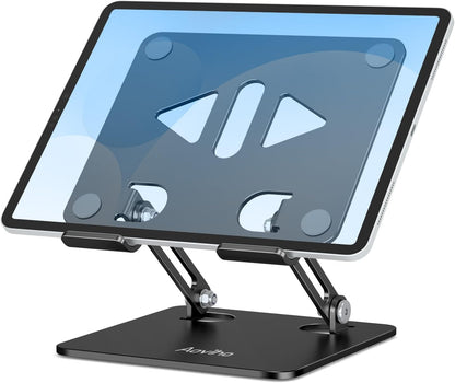 Aoviho Tablet Stand Holder for Desk, Adjustable Aluminum Desk Accessories, Stable Desktop Stand for Office Home,Compatible with iPad Pro Air Mini, Samsung Tablets, Rose Gold