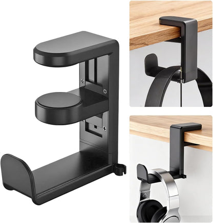 Headphone Hook，Headphone Stand，PC Gaming Headset Holder for Desk，Headset Hook，Desk Headphone Hanger，Desk Hook with 360-Degree Adjustable Rotation