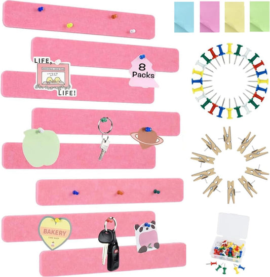 Vuzvuv Black 28"x16" Large Cork Board with 50 Push Pins & Sticky Notes, Self-Adhesive Bulletin Board for Wall, Felt Pin Vision Board for Paste Notes,Schedules Offices Home