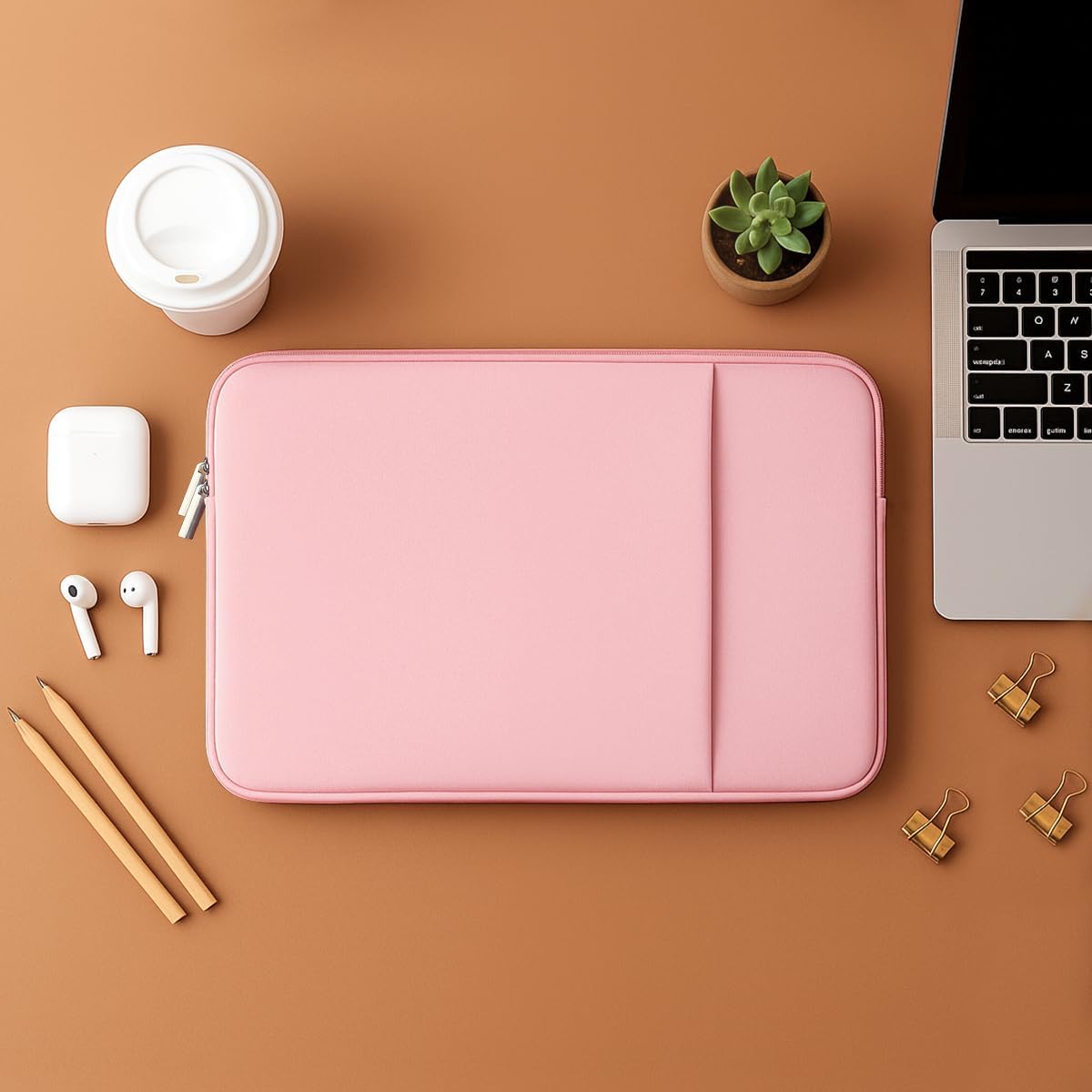 Laptop Sleeve for MacBook Neo/Air/Pro 13 inches A18/M5/M4/M3/M2/M1 Chip 2026-2020 A3404 A3449 A3240 A3113 with 2 Pockets Tablet Bag Case Accessories (Bright Pink)