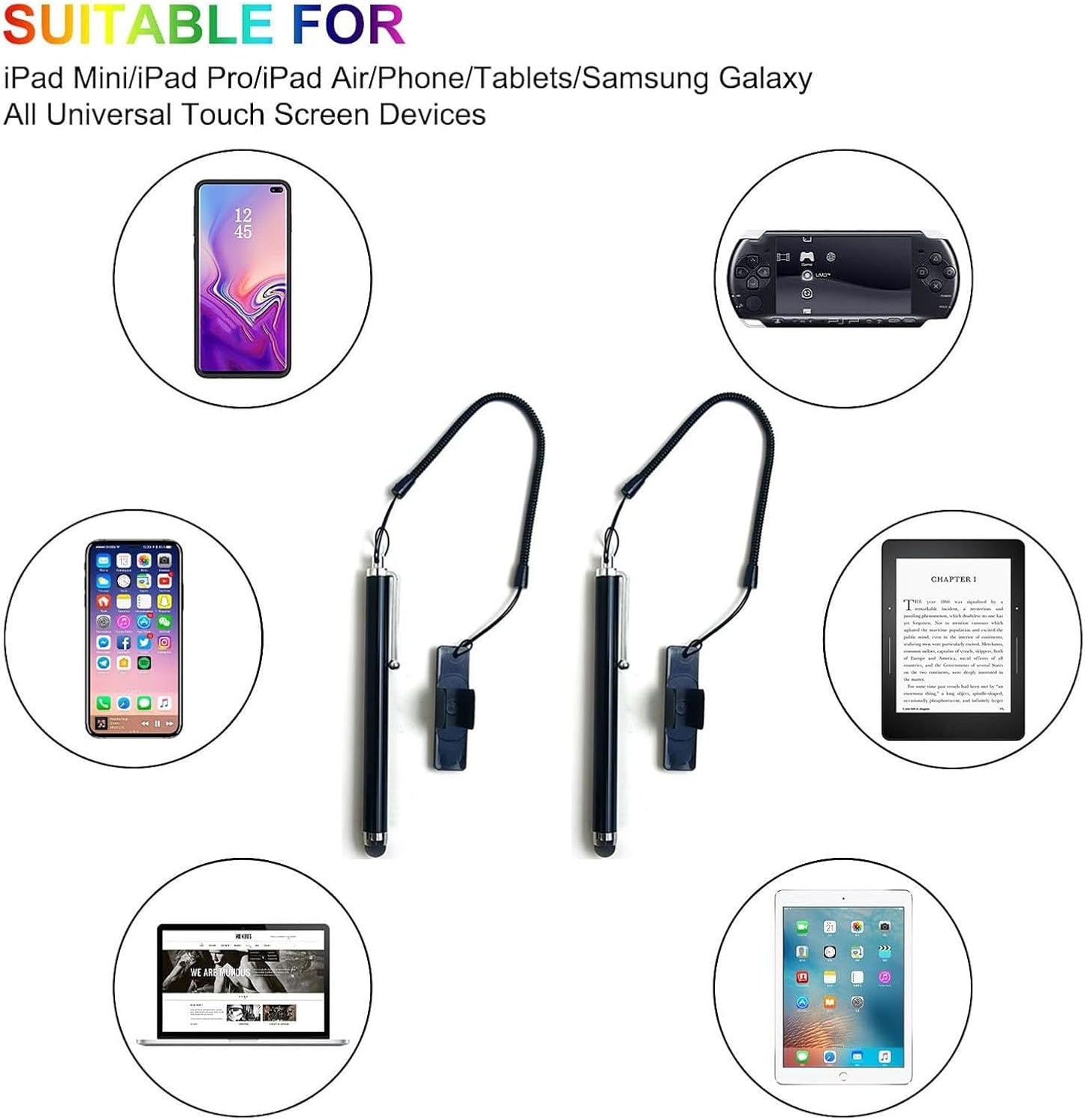 Stylus Pen for Touch Screen with Pen Holder, Bike Motorcycle Stylus Pen with Anti-Drop Spring Strap, High Precision and Sensitivity, Glove-Friendly for iPad iPhone Android Tablets Smartphone (1PCS-1)