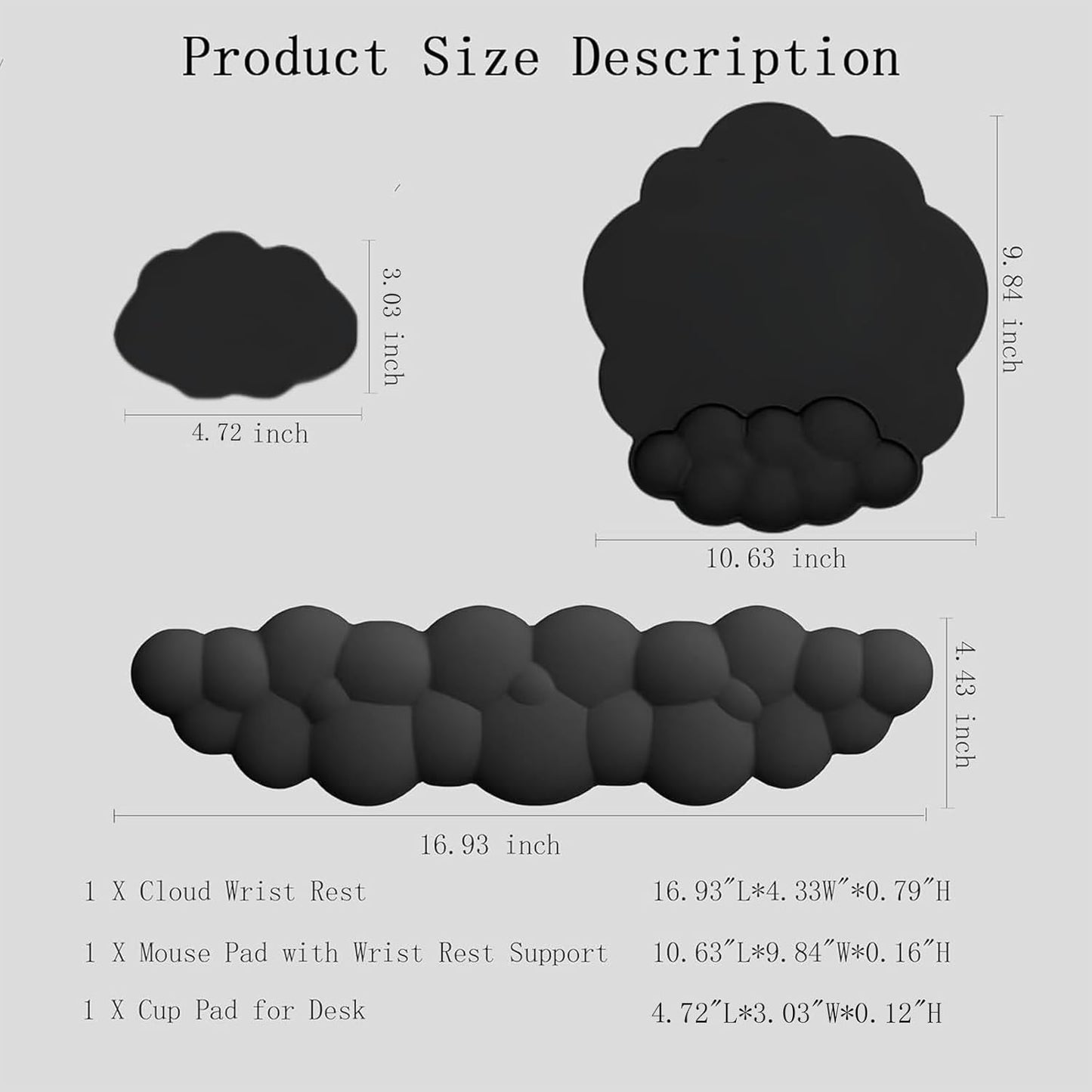 Cloud Keyboard Wrist Rest Dark Green Mouse Pad with Wrist Rest Ergonomic Wrist Pad Memory Foam Non-Slip Wrist Support for Computer Laptop Gaming Home Office Relief Typing Pain Green