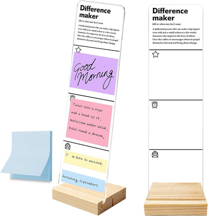 Monitor Memo Board with Removable Wooden Base Acrylic Portable Sticky Note Holder, It's Fine I'm Fine Everything is Fine Logo Office Desk Desk Set Sticky Notes 100 Sheets