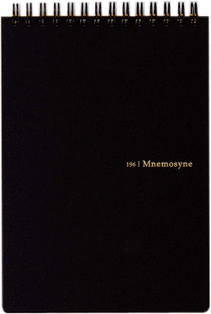 Maruman Mnemosyne Lined Notebook- Vertical A5, 5.83" x 8.27", 70 Sheets / 140 Pages, 7mm College Ruled With Center Line Journal, Perforated Pages & Wire-Bound to Lay Flat, Black, Made in Japan - Colors B