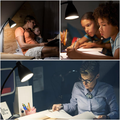 GlowVibe Desk Lamp 3 Color Modes 10 Brightness Dimmer Reading Light 10W 40 LED Clamp Lamp 360° Flexible Neck Clip on Light for Bedroom and Office Home Lighting, AC Adapter Include