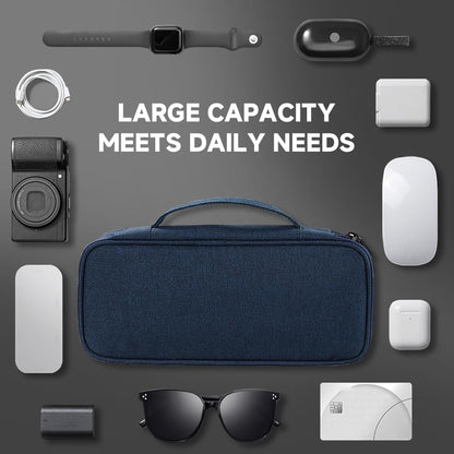Teskyer Tech Organizer Pouch – Portable Waterproof Electronics Bag with Compartments for Cables, Chargers, Earbuds & Phone (Black)
