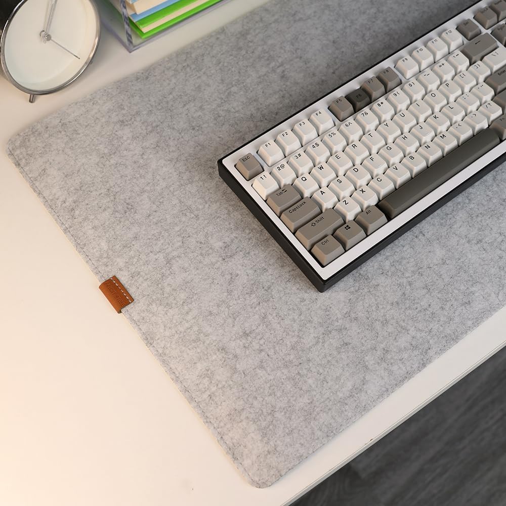Bright Stone Felt Desk Mat,Non-Slip Mouse Pad, 27.5"x11.8" Office Supplies Desk Protector, Desk Accessories for Home and Office (Black)