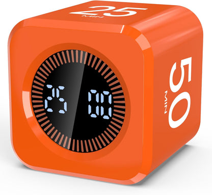 Digital Pomodoro Timer Cube 5/10/25/50min, Visual Productivity Flip Timer for Kids Classroom Desk, Custom Countdown, Silent and Sound Mode for ADHD Study Work Game Kitchen (Pink)