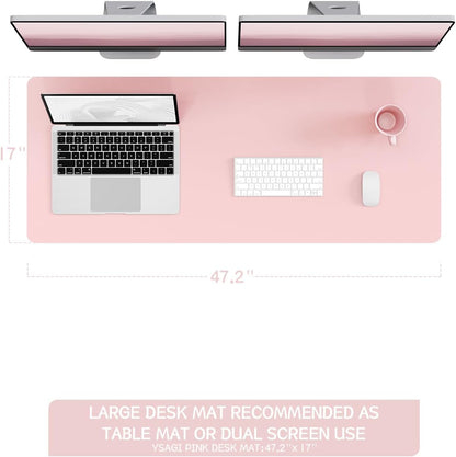 YSAGi Non-Slip Leather Desk Pad, Waterproof Laptop Computer Desk Keyboard Mat, Table Protector Blotter Mat, Large Mouse Pad for Office/Work/Home/Decor(Black, 31.5" x 15.7")