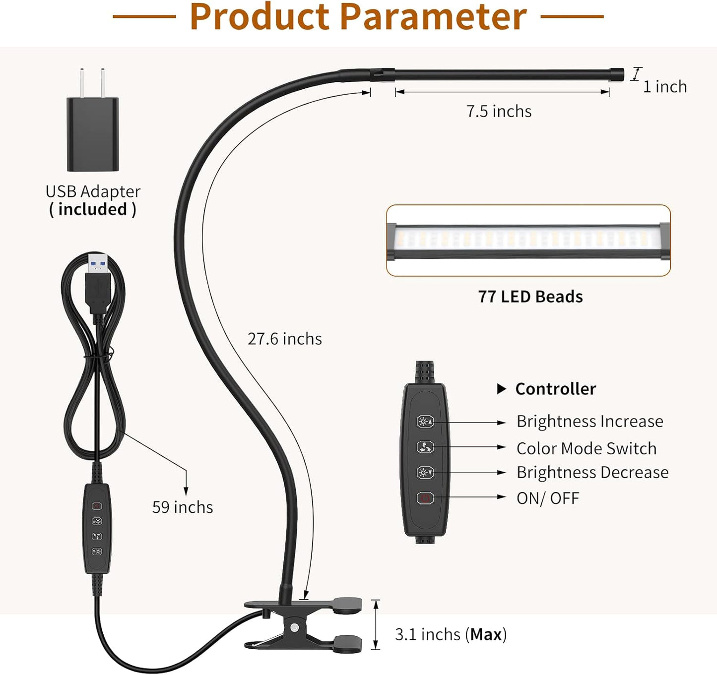 iZELL Book Light, LED Reading Light Clip On [3 Color Modes & 10 Brightness Levels] Flexible Gooseneck Book Lamp for Kids Reading in Bed at Night, Clip to Bedside Table, Headboard or Dorm