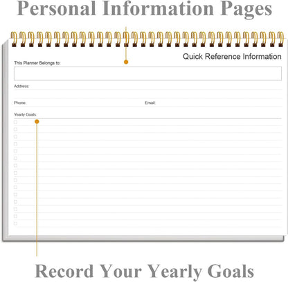 Weekly Productivity Planner - 8" x 11" Dashboard Desk Pad/Planner, Habit Tracker, Spiral Undated Weekly Planner for Office/School/Home, 54 Weeks, Black
