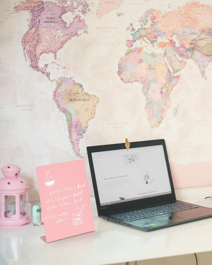 Magnet Board - Pink, 11 x 12.6 x 2.4 in, Standing Magnetic Board for Desk, Magnetic Display for Memos, Photos & Documents, Bulletin Board for Home Office School Kitchen Table Supplies(PK-FX2832-1P)