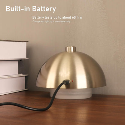 Modern Table Lamp Cordless Portable Desk Lamp, 2700K Stepless Dimming Rechargeable Battery Operated LED Lights for Bedroom, USB-C Charging, Restaurant/Bar/Night Light/Gifts (Antique Brass)