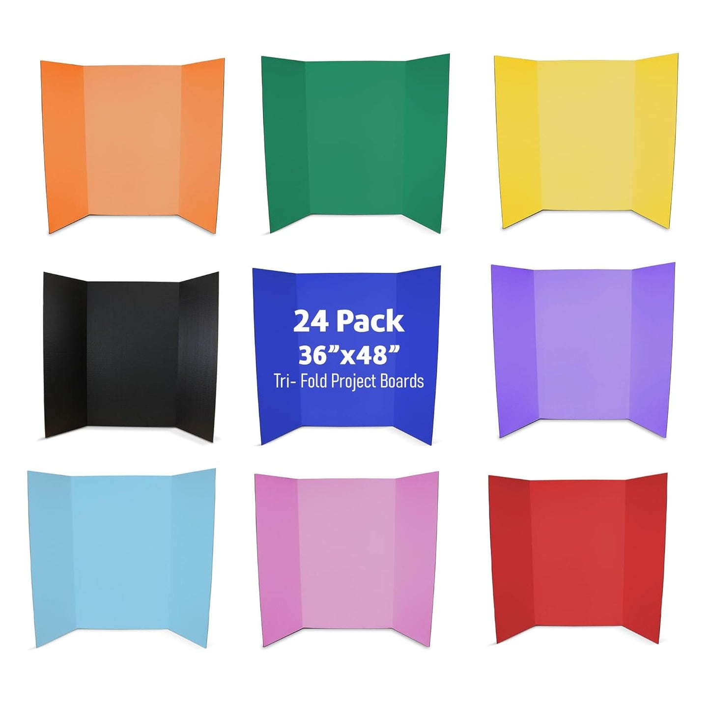 Flipside Products 36” x 48” Project Boards for Presentations, Science Fair, School Projects, Event Displays and Trifold Picture Board, Proudly Made in USA - Black - 4 Pack