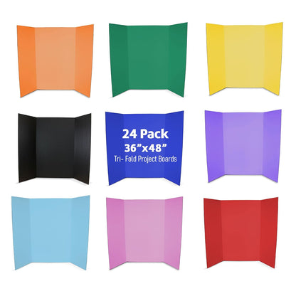 Flipside Products 36” x 48” Project Boards for Presentations, Science Fair, School Projects, Event Displays and Trifold Picture Board, Proudly Made in USA - Black - 4 Pack