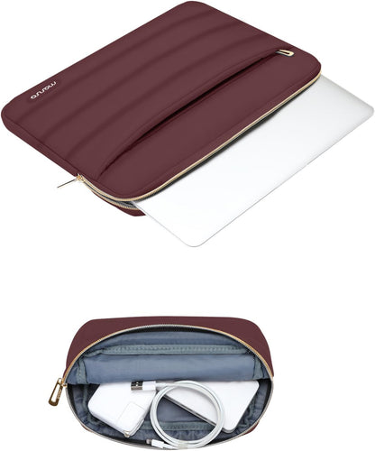 MOSISO Laptop Case 13.3 inch,13-13.3 inch Puffy Laptop Sleeve Compatible with MacBook Neo/Air 13.6 M5 M4 M3 M2 M1/Pro 13/14,HP Dell ASUS Lenovo,Polyester Horizontal Bag with Small Case, Sand