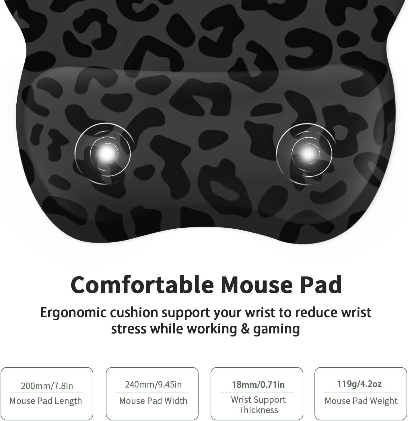 EooCoo Ergonomic Mouse Pad with Wrist Support, Mousepad with Memory Foam Wrist Rest and Non-Slip Base for Computer, Cafe, Home & Office, 9.64 x 8.26 in Office Desk Accessories