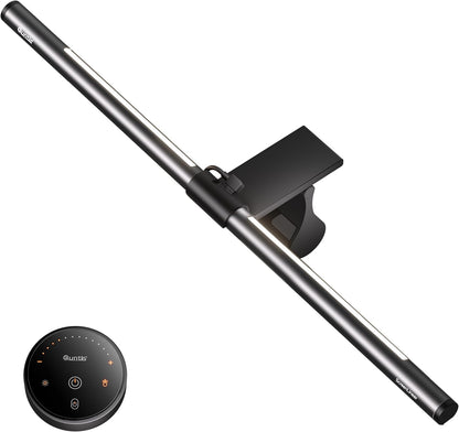 Quntis Monitor Light Bar with Remote, 20.1'' Dual Light Screen Light Bar, Sliding Weighted Clip Fit for All Screens, Adjustable Stepless Dimming, Eye Caring No Glare Gaming Work Desk Lamp, Gray