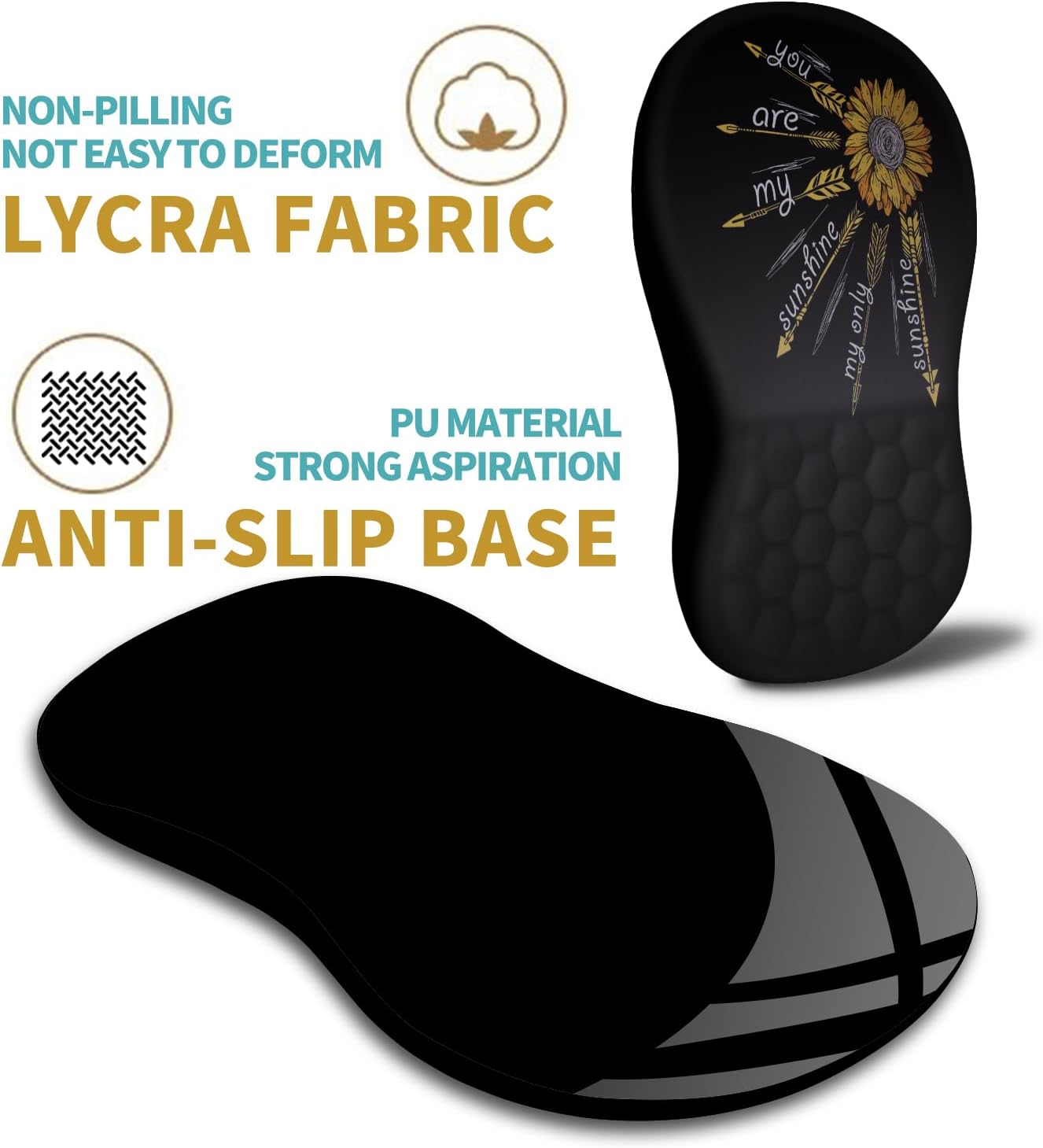 Hokafenle Ergonomic Mouse Pad Wrist Support with Massage Design, Wrist Rest Pain Relief Mousepad with Memory Foam&Non-Slip PU Base, Mouse Pads for Wireless Mouse & Desk (12x8 inch,Black)