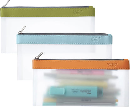 Mr. Pen- Clear Pencil Pouch, 8.50"x4.25", 3 Pack, Durable TPU Material, Medium Water-Resistant Pencil Bags with Smooth Zipper, Multipurpose Clear Pouch for Stationery, School, Office, Travel Supplies