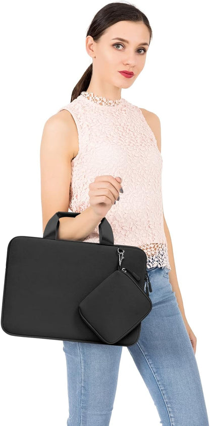 MOSISO Laptop Case 13.3 inch, 13-13.3 inch Laptop Sleeve Bag Compatible with MacBook Air/Pro 13 / Pro 14, HP Dell ASUS, Neoprene Carrying Computer Bag with Handle&Detachable Small Case, Pink