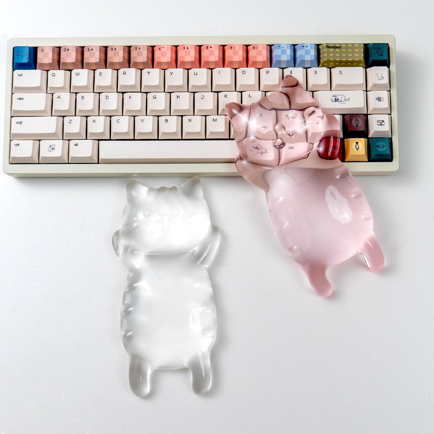 Ergonomic Gel Mouse Wrist Rest – Clear Cute Cat Mouse Wrist Rest, Comfort & Support for Typing and Gaming (Pink)