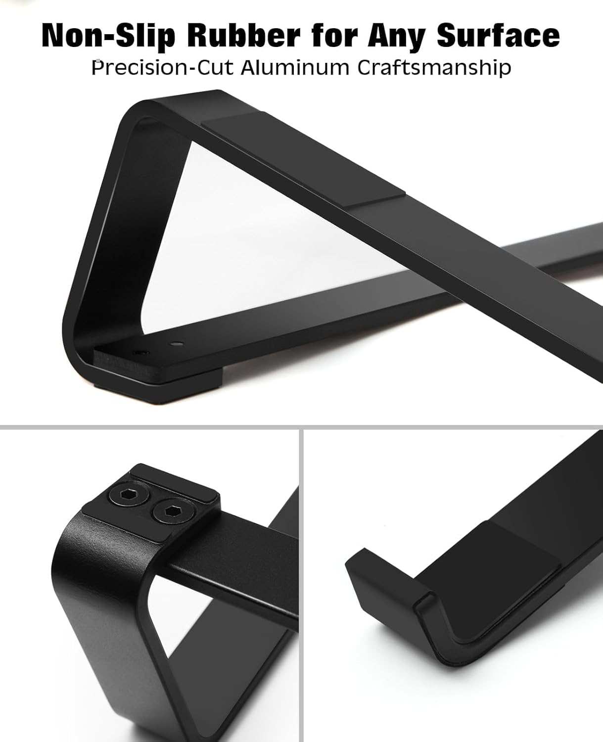 Thibault Aluminum Laptop Stand for Desk - Cooling Ergonomic Design - Fits MacBook Air Pro/DELL/HP/Lenovo/ThinkPad/Alienware - 13/14/15.6/16 -Easy Assembly- Ventilated Laptop Stand for Optimal Airflow