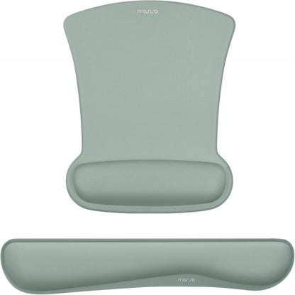 MOSISO Wrist Rest Support for Mouse Pad & Keyboard Set, Ergonomic Mousepad Non-Slip Base Home/Office Pain Relief & Easy Typing Cushion with Neoprene Cloth & Raised Memory Foam, Black