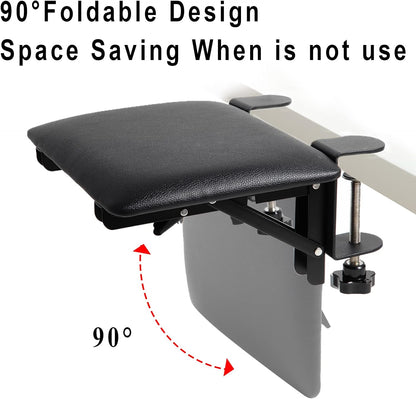 eulps Foldable Arm Rest for Desk, Clamp-On Desk Arm Support Pad with Soft PU Leather Cushion, Ergonomic Wrist & Forearm Rest for Computer Typing, Mouse Use, Gaming, Home Office