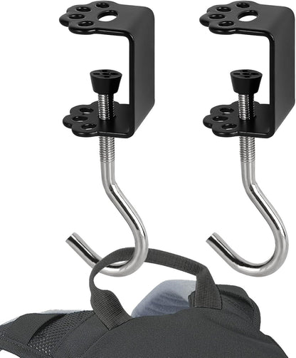 2 Pcs Desk Mount Bag Holder Hook Clamp-On Backpack Hanger Portable Desk Mount Headphones Holder Reduce Desk Clutter for Table Desk, Under Counter