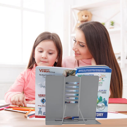 Honagu Book Stand Metal Desk Book Holder, Book Holders for Reading Hands Free, Adjustable Cookbook Documents Holder, Portable Bookstand for Music Books, Textbook, Recipe, Tablet, Ipad (Black)