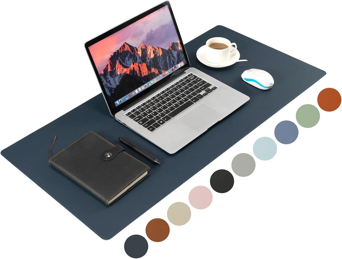 Leather Desk Pad,Wolaile 36x17 inch Large Mouse Pad,Waterproof Non-Slip Writing Desk Blotter,Computer Mat Desktop Protector for Office Home,Black