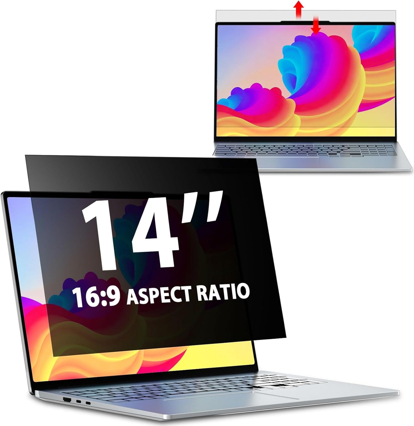 Laptop Privacy Screen 14 Inch 16:9 Aspect Ratio, Laptop Screen Privacy Shield Compatible With Lenovo Hp Dell Acer Asus Thinkpad Envy Xps, Removable Anti Glare Blue Light Computer Filter Protector