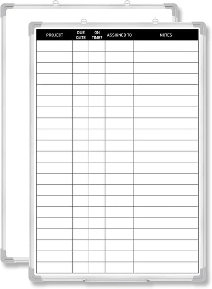 Lincia Aluminum Frame Dry Erase Board with Lines, Double Sided Wall-Mounted Whiteboard for Scheduling, to Do Lists & Weekly Planning, Reusable Calendar for Home & Work(Project Planning Board,24"x18")