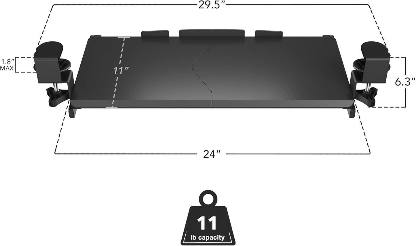 Mount-It! Under Desk Keyboard Tray, 30" Extra-Wide Clamp-On Slide-Out Drawer, Holds 11 lbs, Fits Desks up to 1.77" Thick, No-Drill C-Clamp Mount