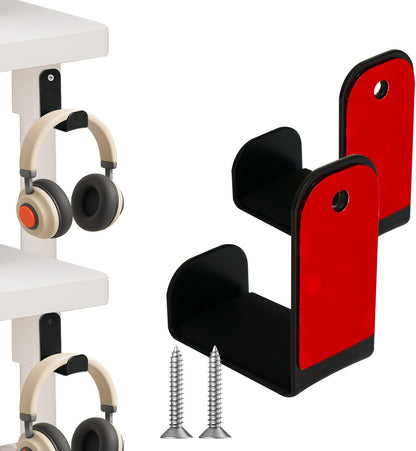 Strong Adhesive Headphone Holder Under Desk, Aluminum Headset Mount Hook with Rubber Pad - 2 Installation Styles for Gaming, Office, Classroom (1 Pack)
