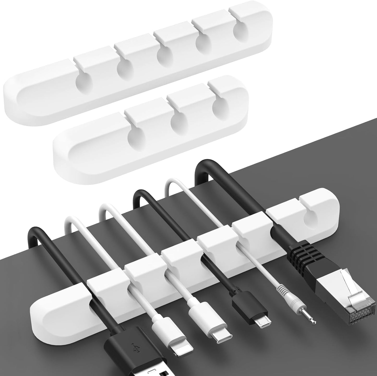AHASTYLE Cable Organizer Holder 5 Slots Desktop Cord Wire Clips Keeper for Organizing USB Cable/Power Cord/Wire Home Office and Car (Pink)