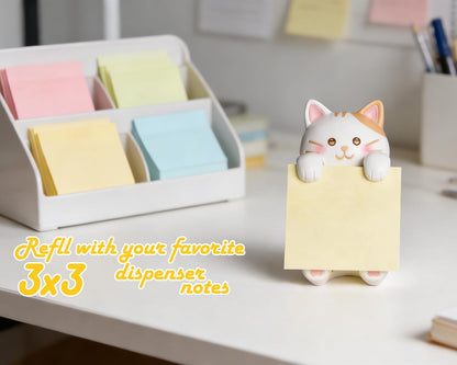 Highland Cow Pop-up Sticky Note Dispenser, Includes 1 Pad of 3x3 in Super Sticky Notes, 100 Sheets, Resin Cute Handmade Desk Holder for Office & Home-Beige