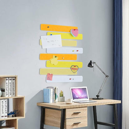 Vuzvuv 8 pcs Bulletin Board Bar Strips with 50 Pushpins & 10 Wooden Clip pins，Self Adhesive Cork Board for Wall，Felt Pin Board for School，Office Decor（Black White Grey）