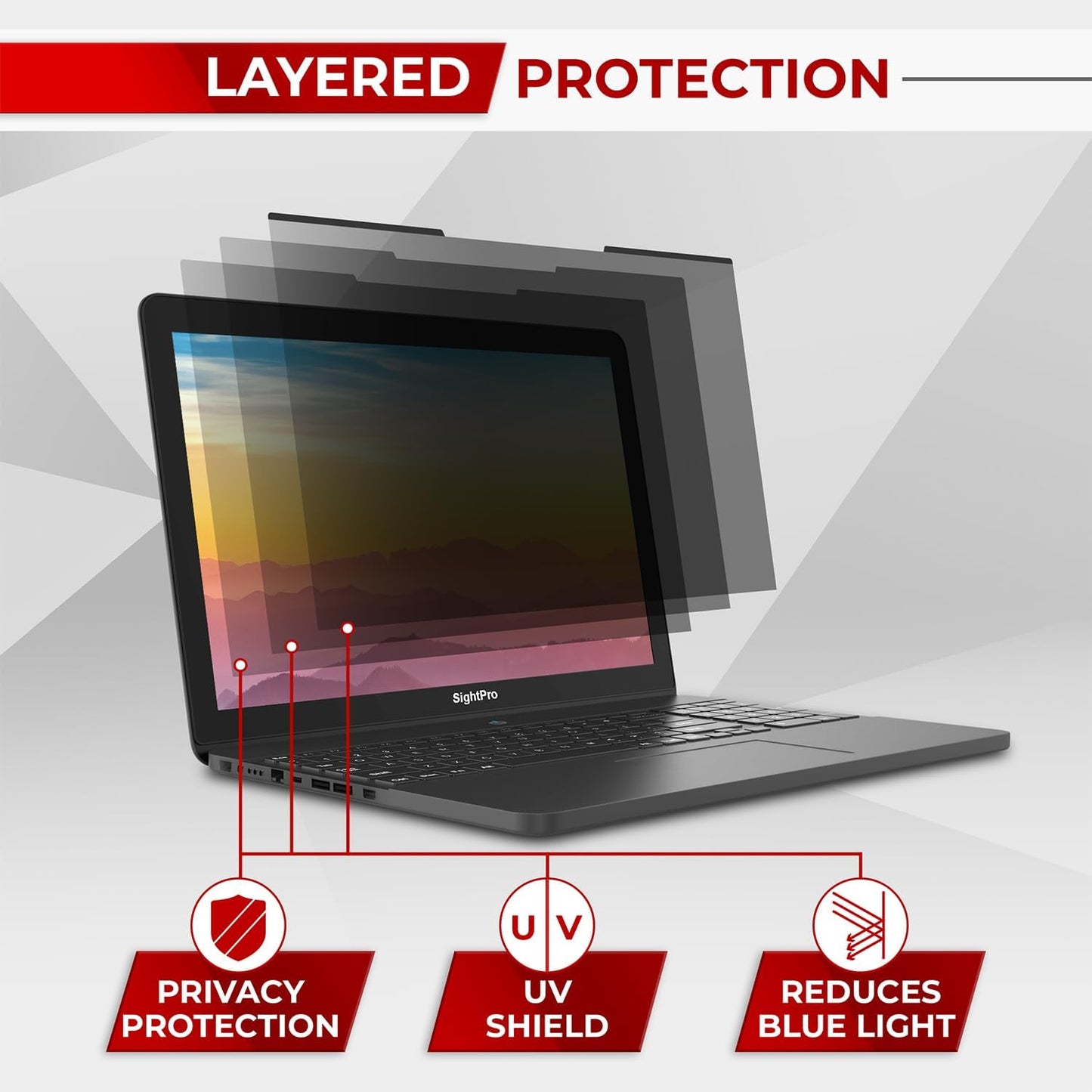 SightPro Magnetic Laptop Privacy Screen 14 Inch 16:9 - Patented Removable Laptop Privacy Filter Shield and Protector