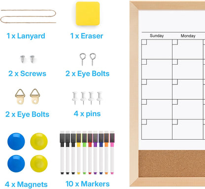 OWLKELA Cork Board 14.6"X 11", Notice Pin Board, Memo Board, Vision Board, Bulletin Board for Office, Classroom or Home, Mounting Hardware and Push Pins Included, Wooden Frame