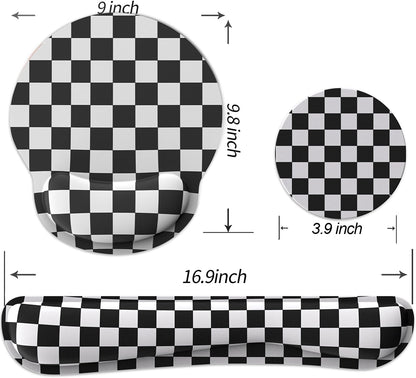 Ergonomic Mouse Pad with Wrist Rest and Keyboard Wrist Rest, Memory Foam Wrist Rest for Computer Keyboard, Easy Typing, Pain Relief, Mouse Pad Wrist Support for Gaming,Office, Laptop, Black Flower