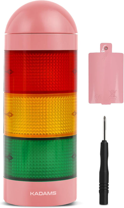 KADAMS Visual Timer for Kids with Audio Pre-Alarm - Traffic Light Alarm for Kids Toddler Teachers Classroom Home Time Management Tool 24hr Countdown Pause Memory Function