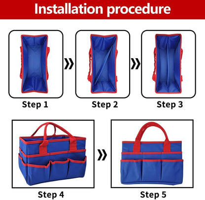 Mewise Teacher Handle Tote Bag Organizer,Tote Bag Organization for Crafts,Art,Paper,Books,School,Sewing,Travel with Handles,Ofiice Supplies Storage (Blue)