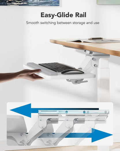 HUANUO Keyboard Tray Under Desk, 360 Adjustable Ergonomic Sliding Keyboard & Mouse Tray, Under Desk Keyboard Tray Slide Out, Keyboard Holder Under Desk for Typing in Home, Office Work, 25"W x 9.84"D